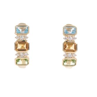 Topaz, Citrine, Peridot and Diamond Earrings