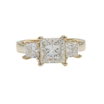 2.38ct Princess Cut Diamond Trilogy Ring GIA