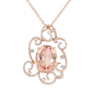 8.07ct Morganite and 0.85ct Diamond Pendant