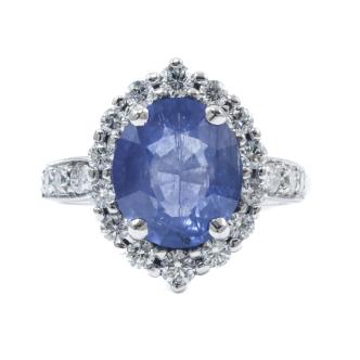 6.71ct Ceylon Sapphire and Diamond Ring