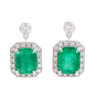 5.78ct Zambian Emerald and Diamond Earrings