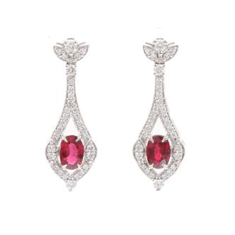 1.20ct Thai Ruby and Diamond Earrings