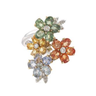 9.06ct Multicolour Sapphire and Diamond Ring