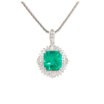 6.16ct Emerald and Diamond Pendant