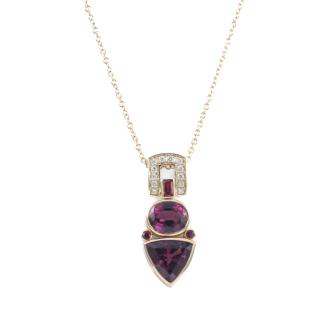 8.14ct Rhodolite Garnet, Ruby Diamond Pendant