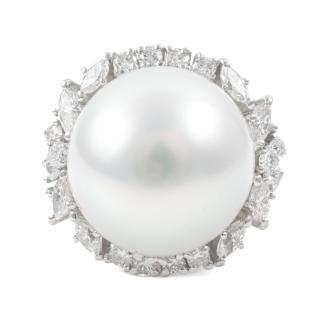 15.6mm South Sea Pearl and Diamond Ring
