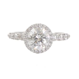 1.70ct Diamond Halo Engagement Ring GIA