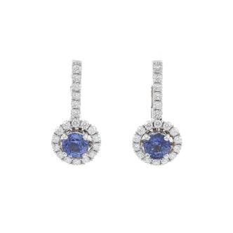 1.30ct Blue Sapphire and Diamond Earring
