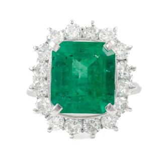 5.86ct Emerald and Diamond Ring