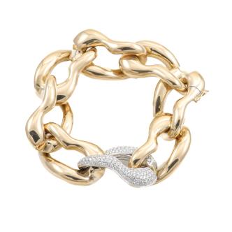Jumbo Link Chain Diamond Gold Bracelet 113.9g