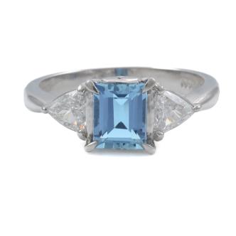 0.86ct Aquamarine and Diamond Ring