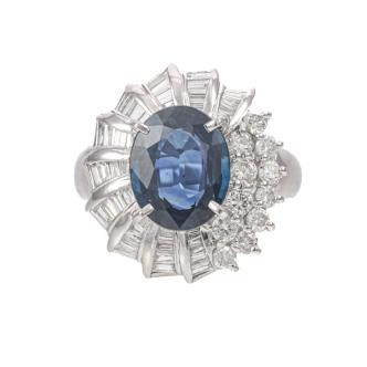 3.75ct Blue Sapphire and Diamond Ring