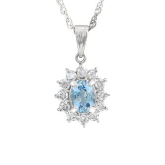 0.53ct Aquamarine and Diamond Necklace