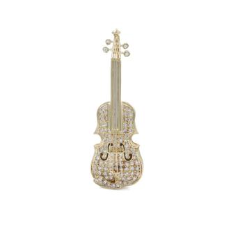 0.67ct Diamond Violin Brooch