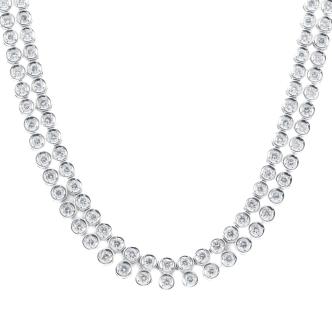 10.32ct Double Row Diamond Tennis Necklace