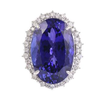 36.61ct Tanzanite and Diamond Ring