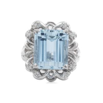 7.66ct Aquamarine and Diamond Ring