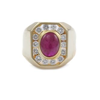 2.40ct Ruby and Diamond Mens Ring