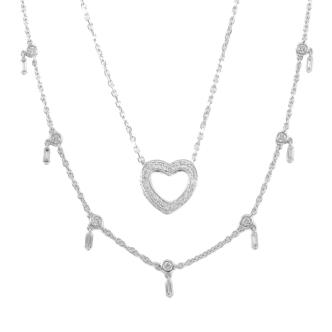 Set of 2 Diamond Pendant and Necklace