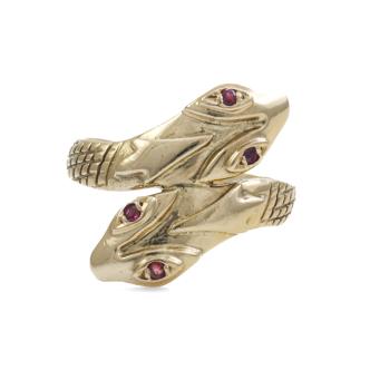 Crossover Snake Ring with Rubies
