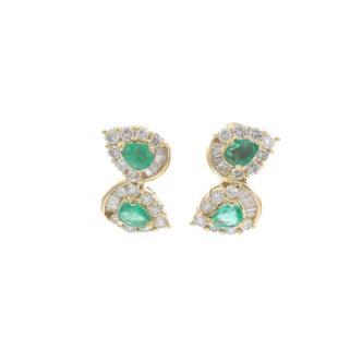 1.06ct Emerald and Diamond Earrings