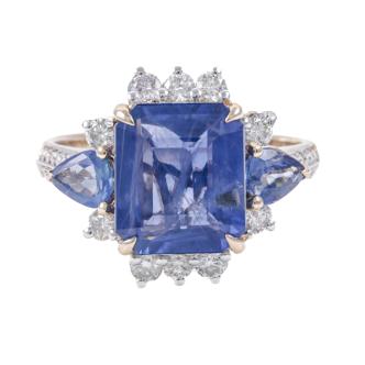 4.35ct Ceylon Blue Sapphire & Diamond Ring