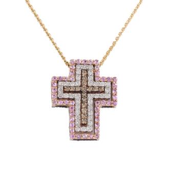 Sapphire and Diamond Reversable Cross Pendant