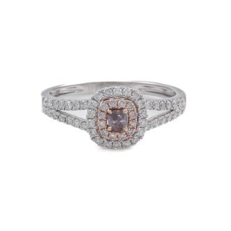 0.15ct Cemte Pink Diamond Double Halo Ring