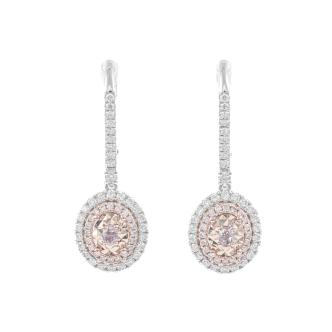 Pink and White Diamond Earrings