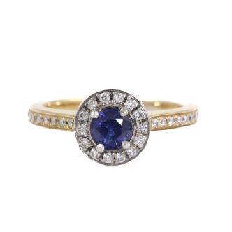 0.59ct Sapphire and Diamond Halo Ring