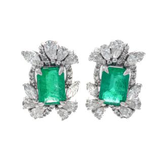4.73ct Zambian Emerald & Diamond Earrings GSL