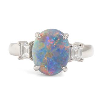 1.77ct Black Opal and Diamond Ring