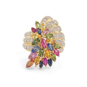 4.07ct Muti-Colour Sapphire & Diamond Ring