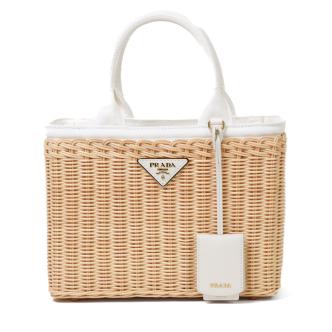 Prada Medium Wicker & Linen Tote Bag
