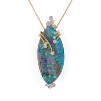 18.10ct Boulder Opal & Diamond Pendant/Brooch