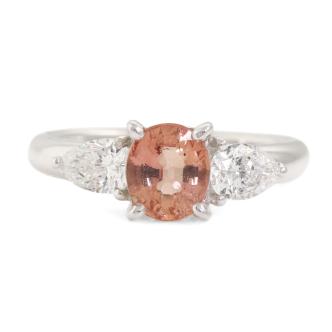 1.33ct Padparadscha Sapphire and Diamond Ring