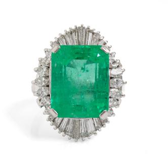13.66ct Colombian Emerald & Diamond Ring GIA