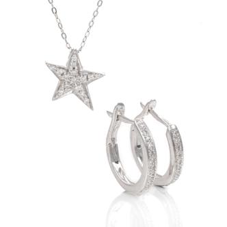 Diamond Star Pendant & Hoop Earrings Set