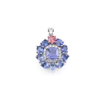 Unheated Ceylon Sapphire & Diamond Pendant