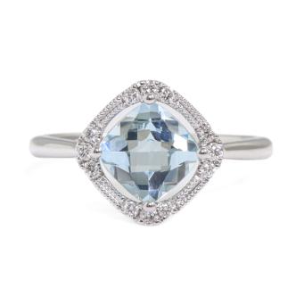 1.28ct Aquamarine and Diamond Ring