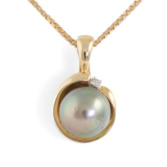 11.0mm Tahitian Pearl and Diamond Pendant