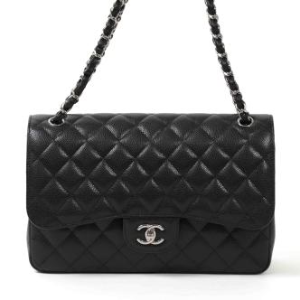 Chanel Large Black Caviar Double Flap Bag